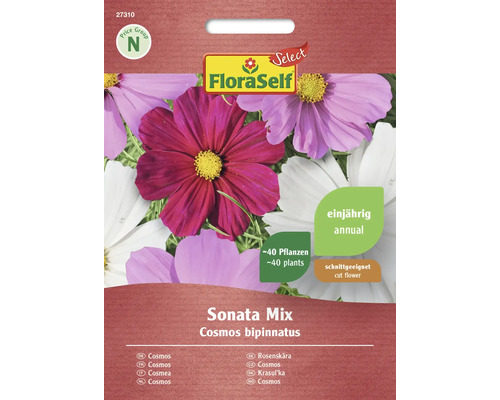 Schmuckkörbchen Sonata Mischung FloraSelf Select Samenfestes Saatgut Blumensamen FloraSelf Sämereien Sonata Mix Cosmos bipinnatus