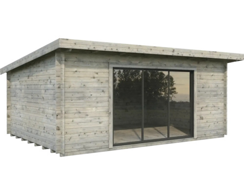 Gartenhaus Palmako Lea 19,4 m² Schiebetür Sicherheitsglas inkl. Fußboden 578 x 451 cm grau