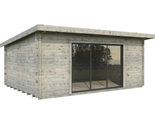 Abri de jardin Palmako Lea 19.4 m² porte coulissante verre isolant avec plancher 578 x 451 cm gris