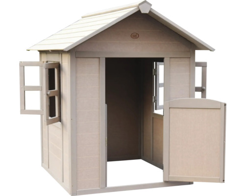 Maisonnette en bois avec porte et fenêtres