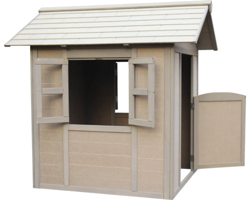 Cabane de jeux en bois avec toit, porte et fenêtres