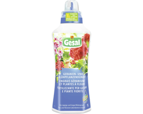 Gesal Engrais géraniums et plantes à fleurs 1l Gesal Engrais géraniums et plantes à fleurs dans une bouteille d''1 litre