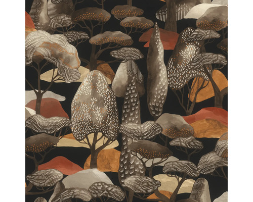 Vliestapete 581225 Allgretto Wald braun Tapete mit Baumdesign auf dunklem Hintergrund