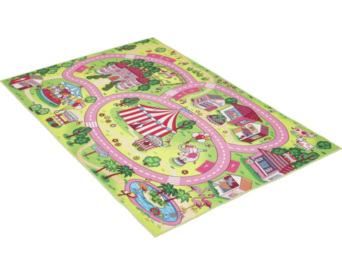 Spielteppich mit Strassenmuster, Zirkus, Häusern und Tieren