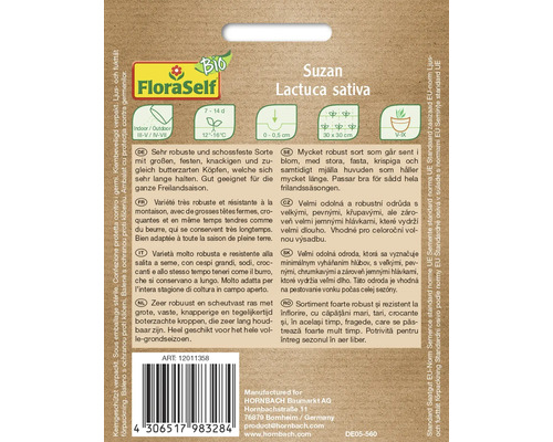 Semences de laitue FloraSelf Suzan, espèce Lactuca sativa