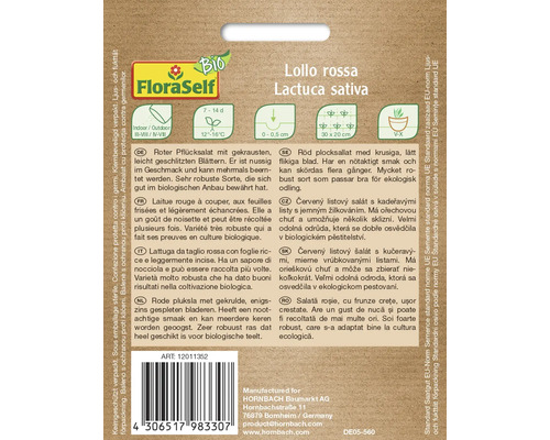 FloraSelf Lollo rossa Lactuca sativa Sachet de graines