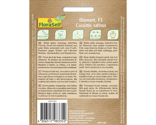 Graines de concombre Diamant F1 de l''espèce Cucumis sativus