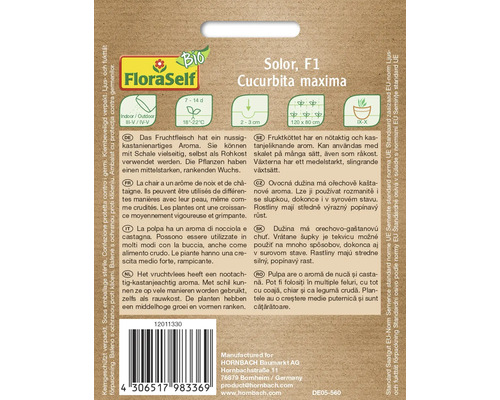 Paquet de graines Solor F1 Cucurbita maxima