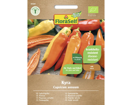 Bio Spitz-Paprika Kyra FloraSelf Bio Samenfestes Saatgut Gemüsesamen