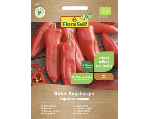 Bio Spitz-Paprika Roter Augsburger FloraSelf Bio Samenfestes Saatgut Gemüsesamen