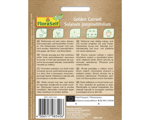 Sachet de graines FloraSelf Golden Currant Solanum pimpinellifolium
