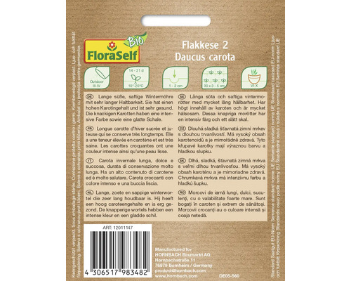 Sachet de graines de carotte Flakkese 2 Daucus carota