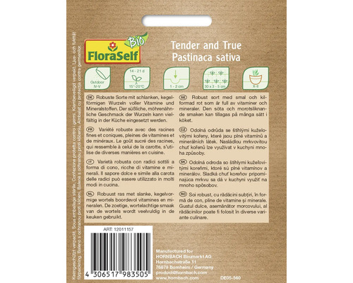 FloraSelf Logo Tender and True Pastinaca sativa Sachet de graines