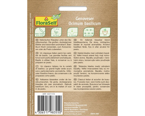 Sachet de graines FloraSelf Genoveser Ocimum basilicum