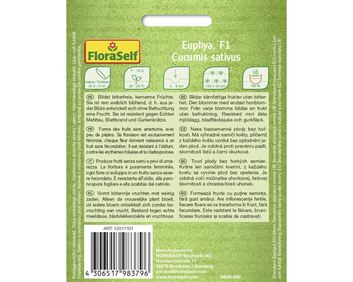 Paquet de graines de concombre FloraSelf Euphya F1