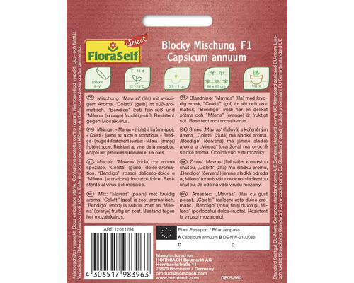 Poivron Blocky Mischung F1 Capsicum annuum Sachet de graines