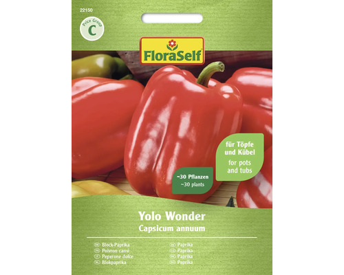 Poivron en bloc Yolo Wonder FloraSelf semences non hybrides graines de légumes Graines de poivron FloraSelf Yolo Wonder, Capsicum annuum