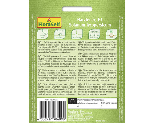 Emballage graines de tomates Harzfeuer F1 Solanum lycopersicum