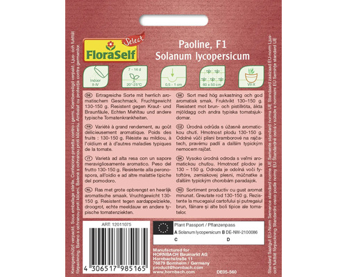 Paoline F1 Sachet de graines de tomates Solanum lycopersicum