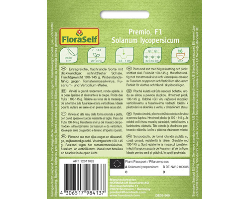 Verpackung Tomatensamen Premio F1 Solanum lycopersicum