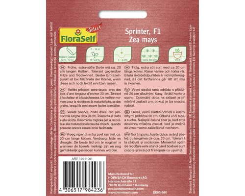 FloraSelf Sprinter F1 Maïs doux semences