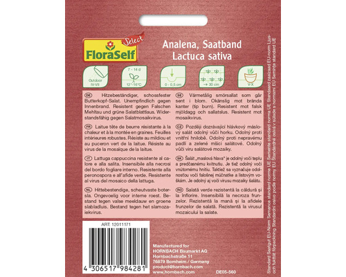 FloraSelf Analena Saatband, Buttersalat, hitzebeständig und resistent gegen Krankheiten