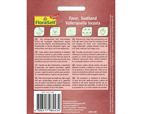 Ruban de graines de valérianelle Favor, Vallerianella locusta