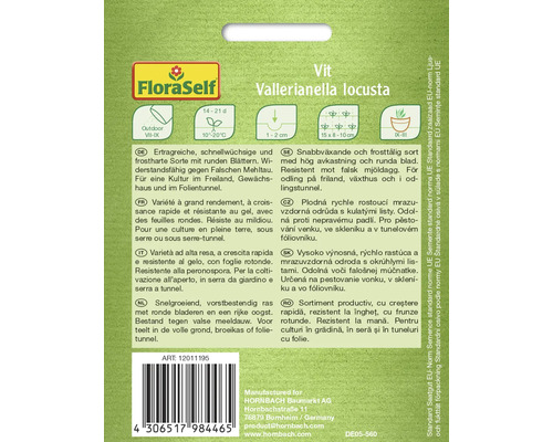 Graines de mâche FloraSelf, variété résistante au gel pour pleine terre, serre ou sous serre-tunnel