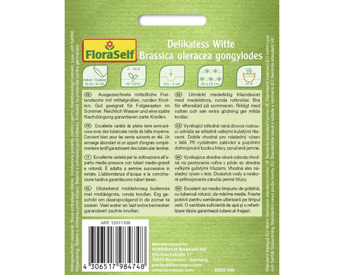 Sachet de graines Delikatess Witte Brassica oleracea gongylodes de FloraSelf