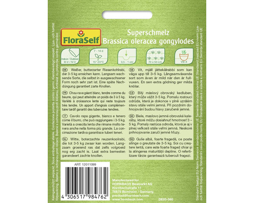 Sachet de graines de chou-rave géant FloraSelf Superschmelz