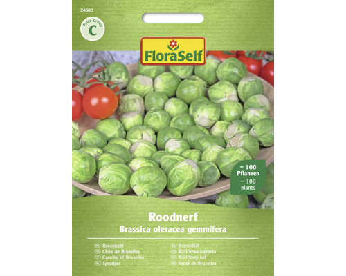 Chou de Bruxelles Roodnerf FloraSelf semences non-hybrides graines de légumes FloraSelf choux de Bruxelles Roodnerf sachet de graines pour environ 100 plantes