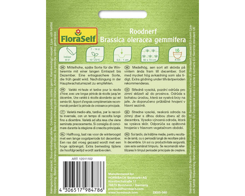 Sachet de graines FloraSelf Roodnerf Brassica oleracea gemmifera