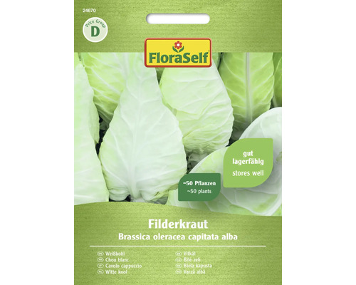 Choux pointus Filderkraut FloraSelf semences non-hybrides graines de légumes Sachet de graines de chou pointu avec le logo FloraSelf