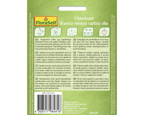 Sachet de graines Filderkraut, Brassica oleracea capitata alba de FloraSelf