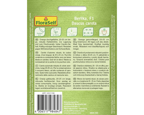 Sachet de graines de carottes Berlikia, carotte d''automne de 20 à 25 cm de long
