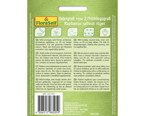 Radis FloraSelf Ostergruß rosa 2/Frühlingsgruß, Raphanus sativus niger