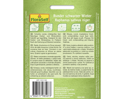 Paquet de graines de radis d''hiver noir rond