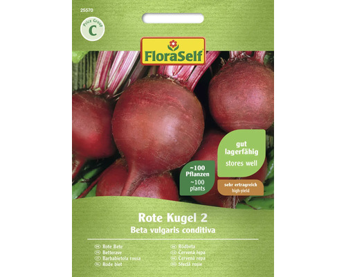 Betterave rouge boule rouge 2 FloraSelf semences non-hybrides graines de légumes FloraSelf Betterave rouge ''Rote Kugel 2'' Sachet de graines
