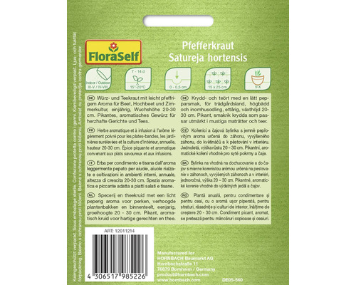 Sachet de graines de sarriette, Satureja hortensis
