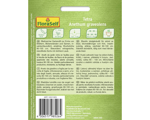 Tetra Gartendillsamenpackung zur Aussaat von Dill