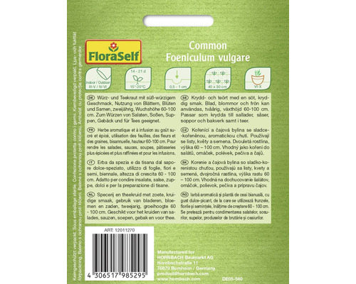 Paquet de graines de fenouil