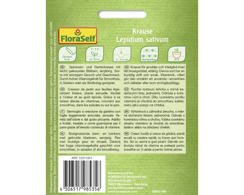 Samenpackung Gartenkresse mit leicht gekrausten Blättern