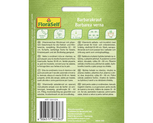 Emballage de cresson alénois Barbarea verna avec des informations sur le semis, la récolte et l’utilisation