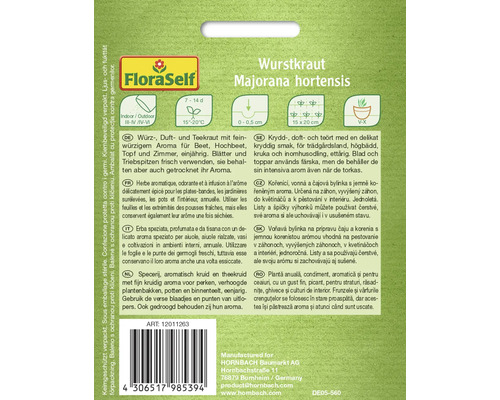 Samenpackung Wurstkraut Majoran