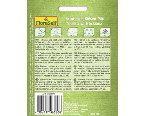Schweizer Riesen Mix Viola x wittrockiana Samensäckchen