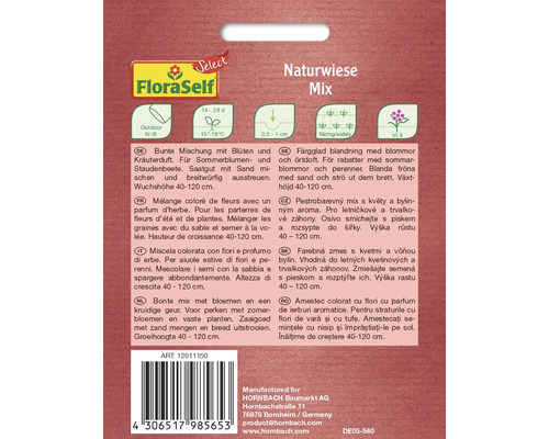 FloraSelf Naturwiese Mix pour parterres de fleurs d''été et plantes
