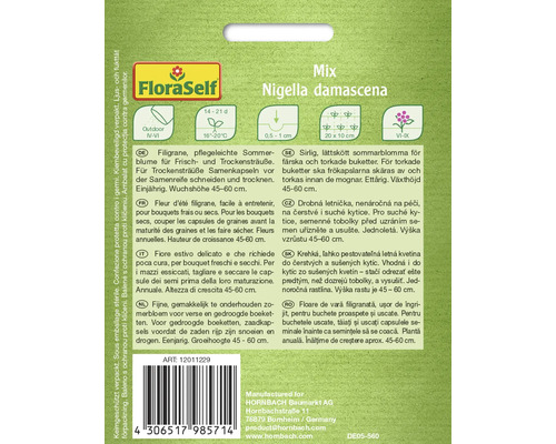 FloraSelf Mix Jungfer im Grünen Saatgutpackung