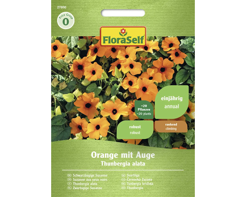 Schwarzäugige Susanne Orange mit Auge FloraSelf Samenfestes Saatgut Blumensamen Samenpackung Schwarzäugige Susanne Orange mit Auge der Marke FloraSelf