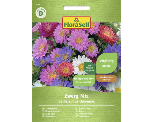 Aster de chine nain mélange FloraSelf semences non-hybrides graines de fleurs Sachet de graines d''asters nains Callistephus chinensis de FloraSelf