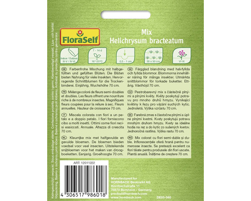 Emballage de graines de fleurs FloraSelf Helichrysum Bracteatum